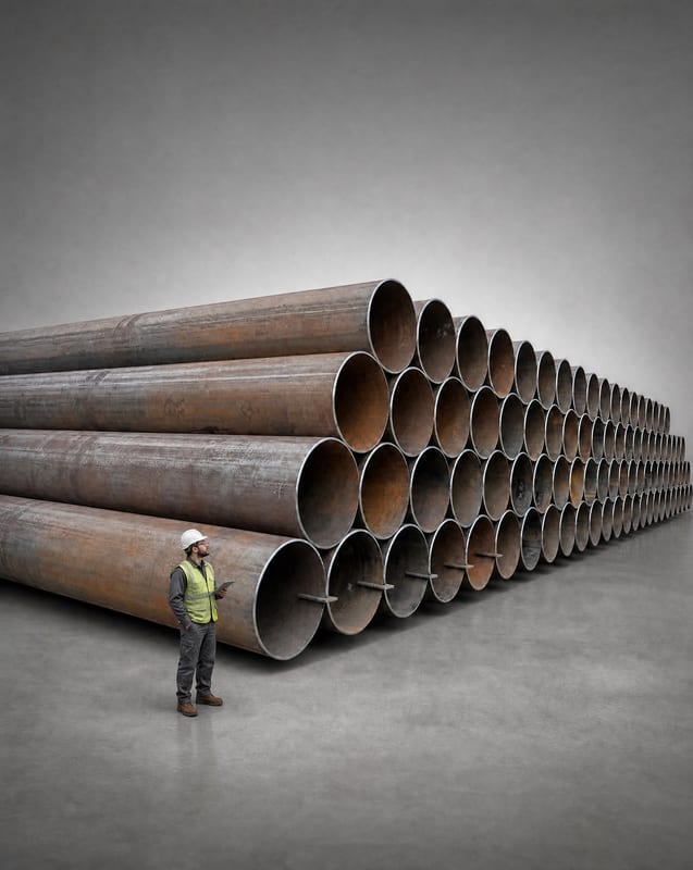Large-diameter LSAW steel pipe stacked at the Gram Bangla Tubes mill